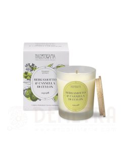 Candela di cera vegetale profumata Bergamotto e Cannella di Ceylon 180g Nasoterapia