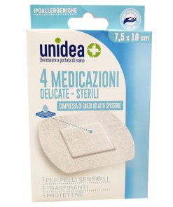 Unidea Cerotto Con Compresse di Garza in TNT 4 Medicazioni Sterili e Delicate 7,5 x 10cm