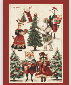 Tag House Strofinaccio Natalizio In Cotone Stampato Happy Christmas