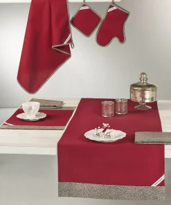 Borbonese Set Americano In Cotone Con Bordo Fantasia Op + 2 Tovaglioli Jolie