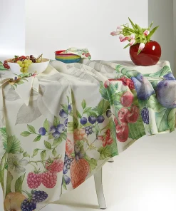 TESSITURA RANDI TOVAGLIA IN MISTO LINO STAMPATO CON TOVAGLIOLI RADICI 13 MACEDONIA