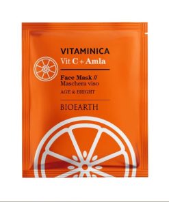 Bioearth maschera viso monouso in tessuto Age & Bright Vitamina C+Amla – Linea Vitaminica ml. 15