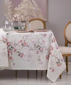 Blumarine Tovaglia In Panama Di Cotone Stampato Campanula