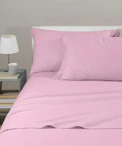 Caleffi Completo Lenzuola Matrimoniale In Flanella Tinta Unita Rosa