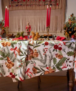 Tessitura Toscana Telerie Tovaglia Natalizia E/O Runner In Cotone Stampato Nutnook