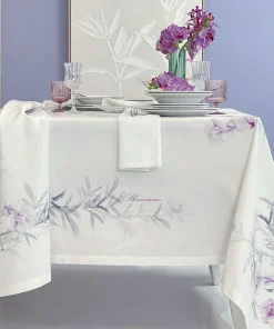 Blumarine Tovaglia In Panama Di Cotone Antimacchia Orchidea